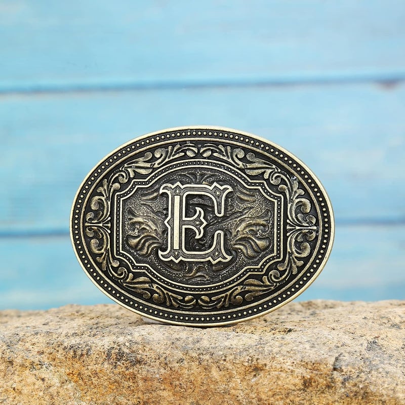 Fibbadet Store Belt Buckles Men Initial Letters A-Z Western Rodeo Cowboy Cowgirl Belt Buckle for Men Boys Halloween Birthday Party - Image 3